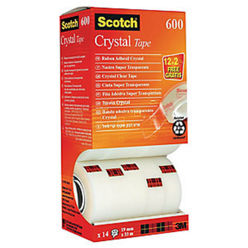 Lepicí páska Scotch Crystal Clear, 19 mm x 33 m, 14 ks/balení