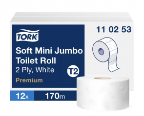 Role toaletního papíru Tork Soft Mini Jumbo Premium, 12 ks