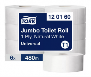 Toaletní papír Tork Jumbo v roli Universal – 1vrstvý, 6 ks