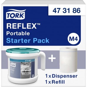 Tork Reflex™ systém přenosných zásobníků na role se středovým odvíjením + utěrky