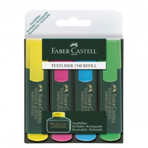 Sada zvýrazňovačů Faber-Castell 1548, mix barev, 4 ks