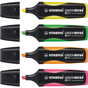 Zvýrazňovače Stabilo Green Boss, fluorescenčné barvy, 4 ks