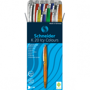 Klikací kuličkové pero Schneider K20, modré, 20 ks