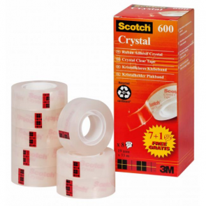 Lepicí pásky Scotch Crystal, 8 ks/balení, (7 ks + 1 ks zdarma)